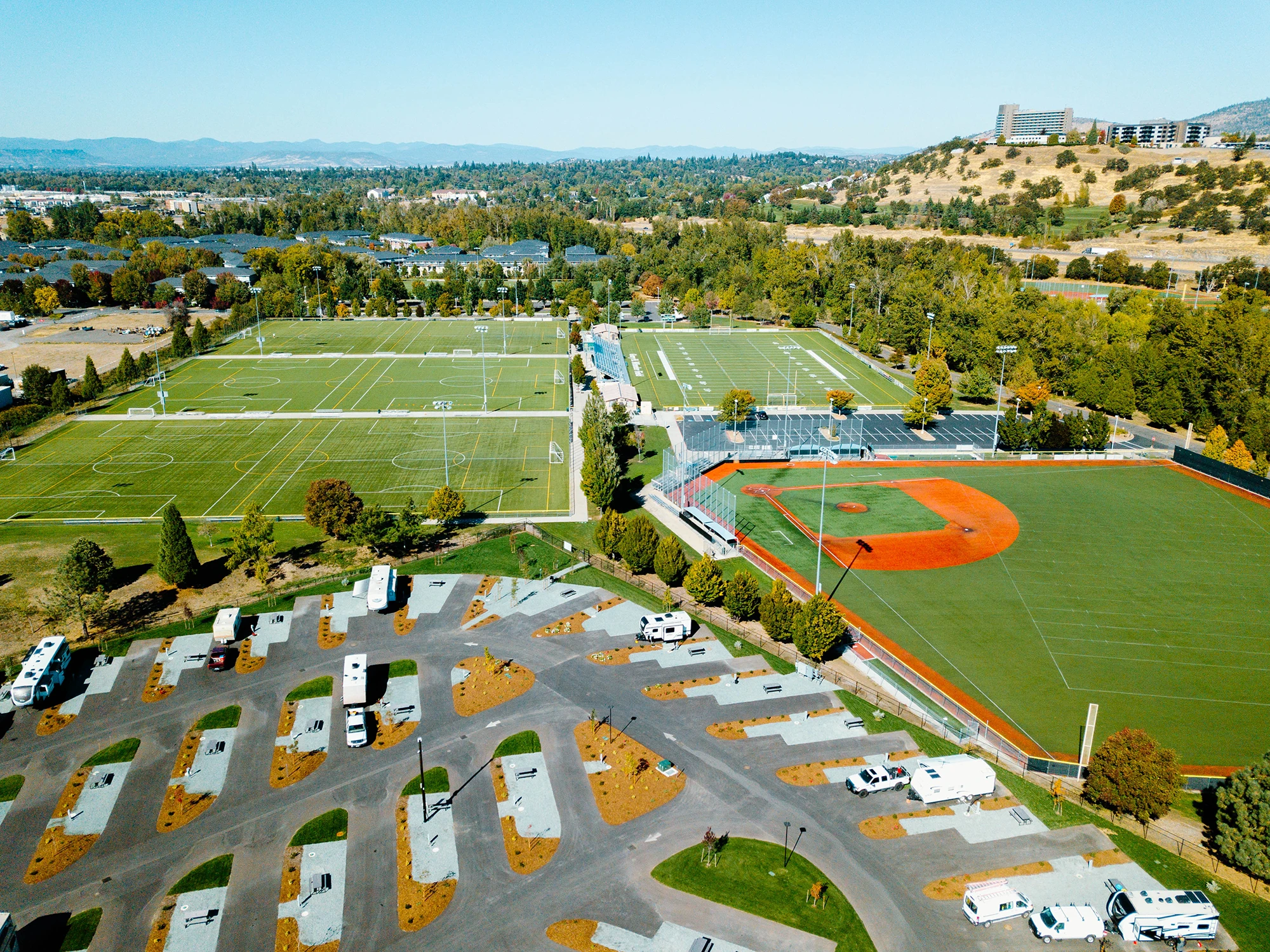 Aerial photo of Mr. Bigfoot RV Park and Lithia & Driveway Fields