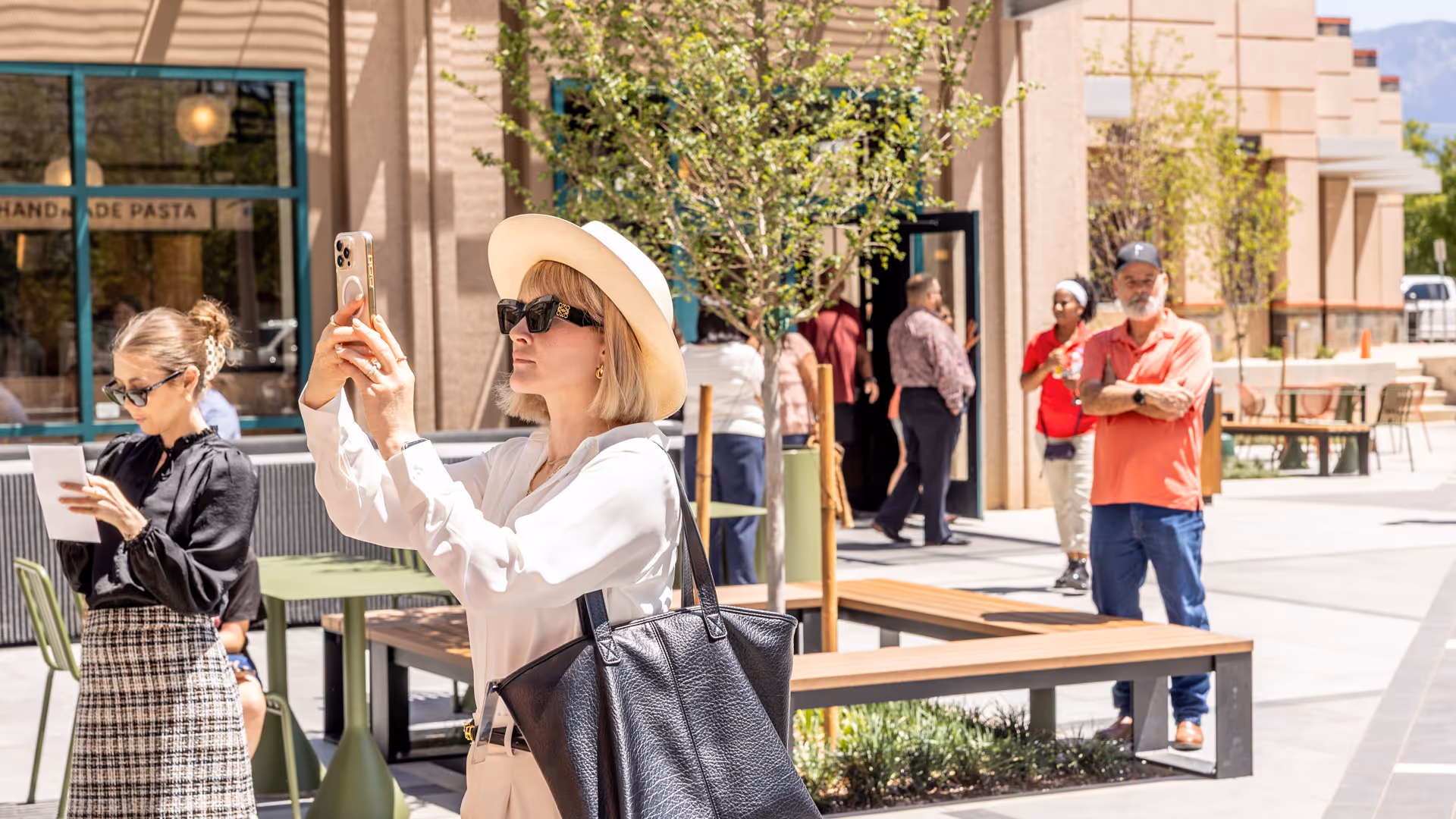 People in courtyard