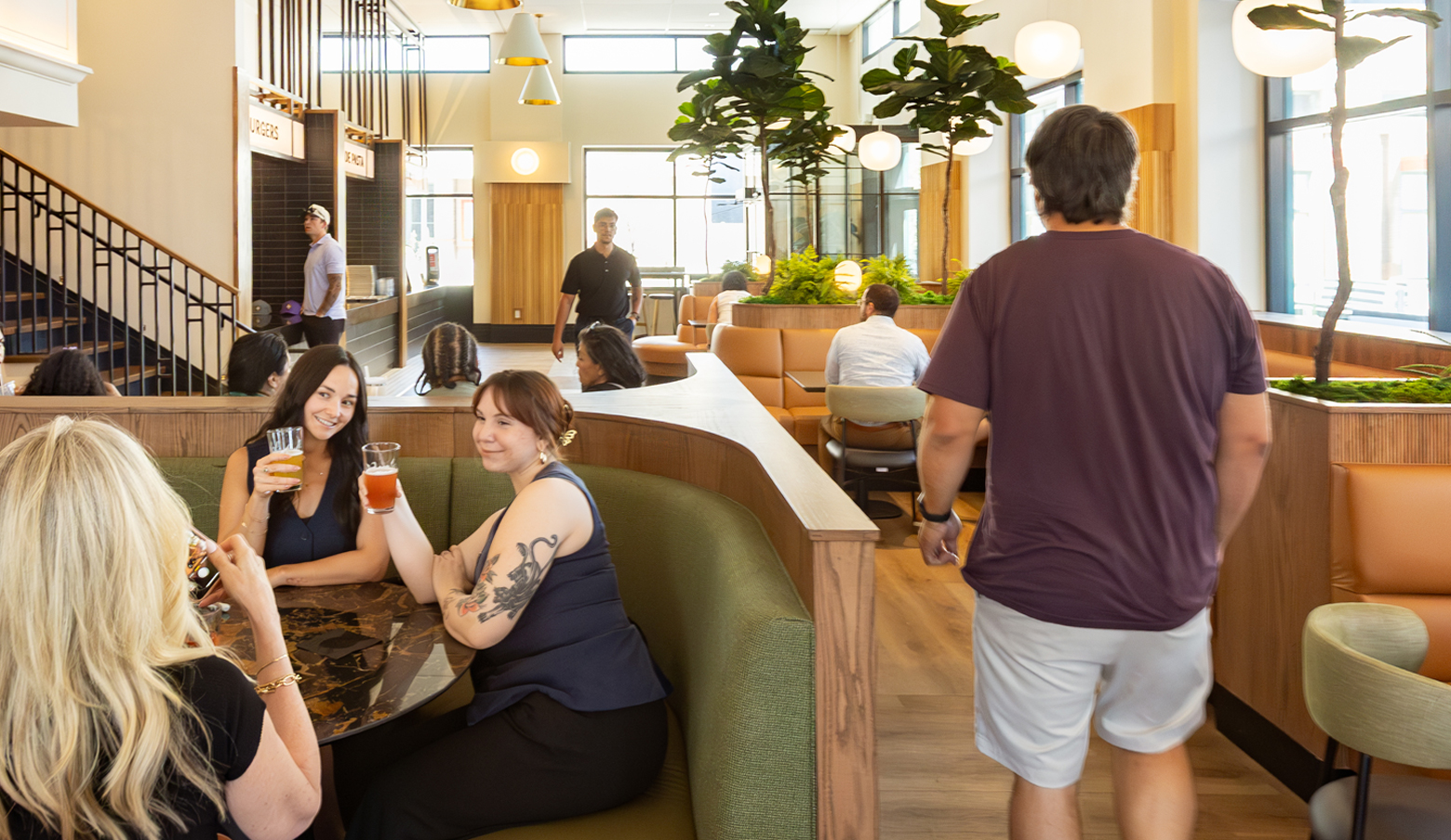 People having a drink in Park Square Market