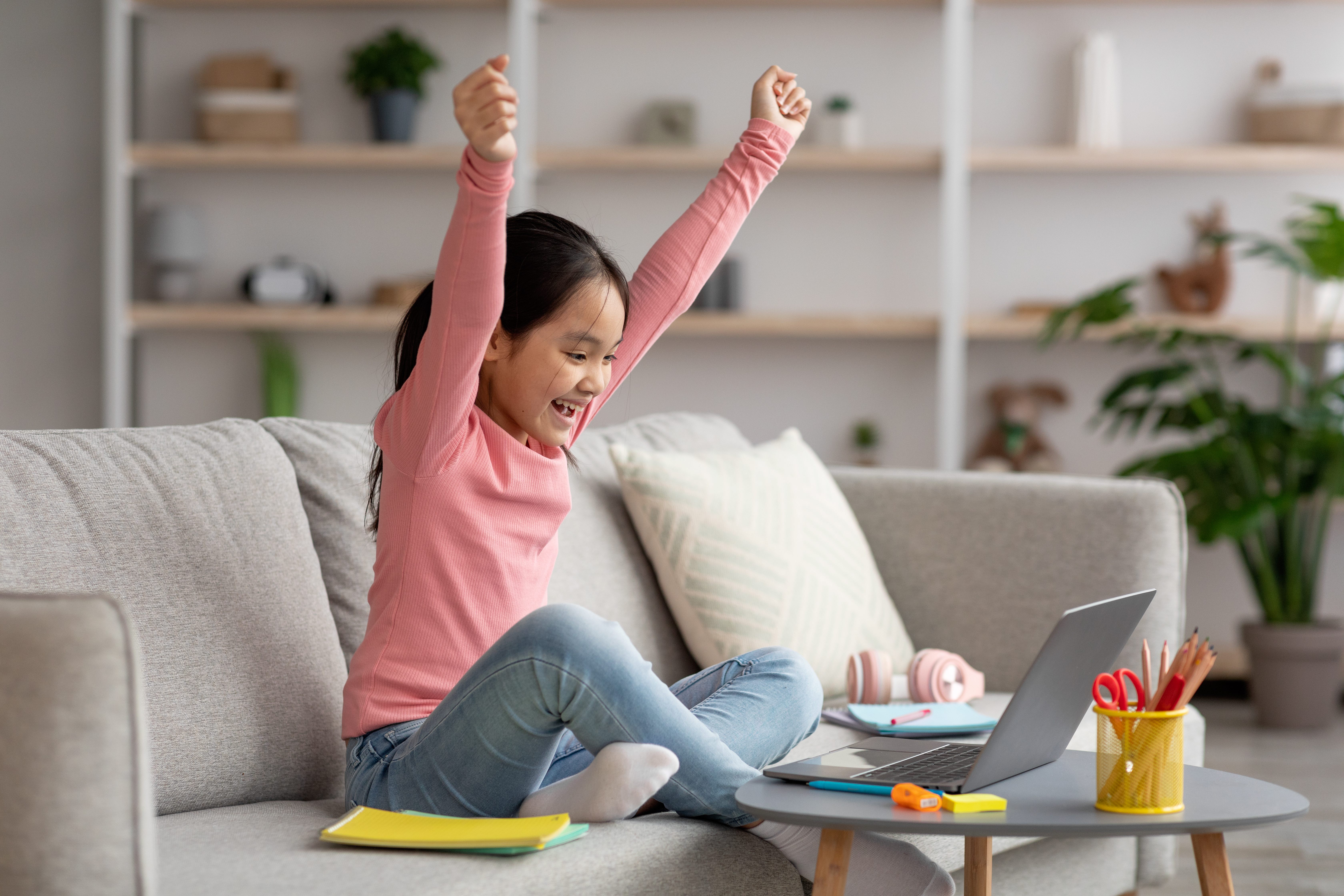 Child playing a game