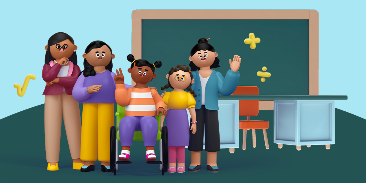 Teacher and students in a classroom starting a morning routine together