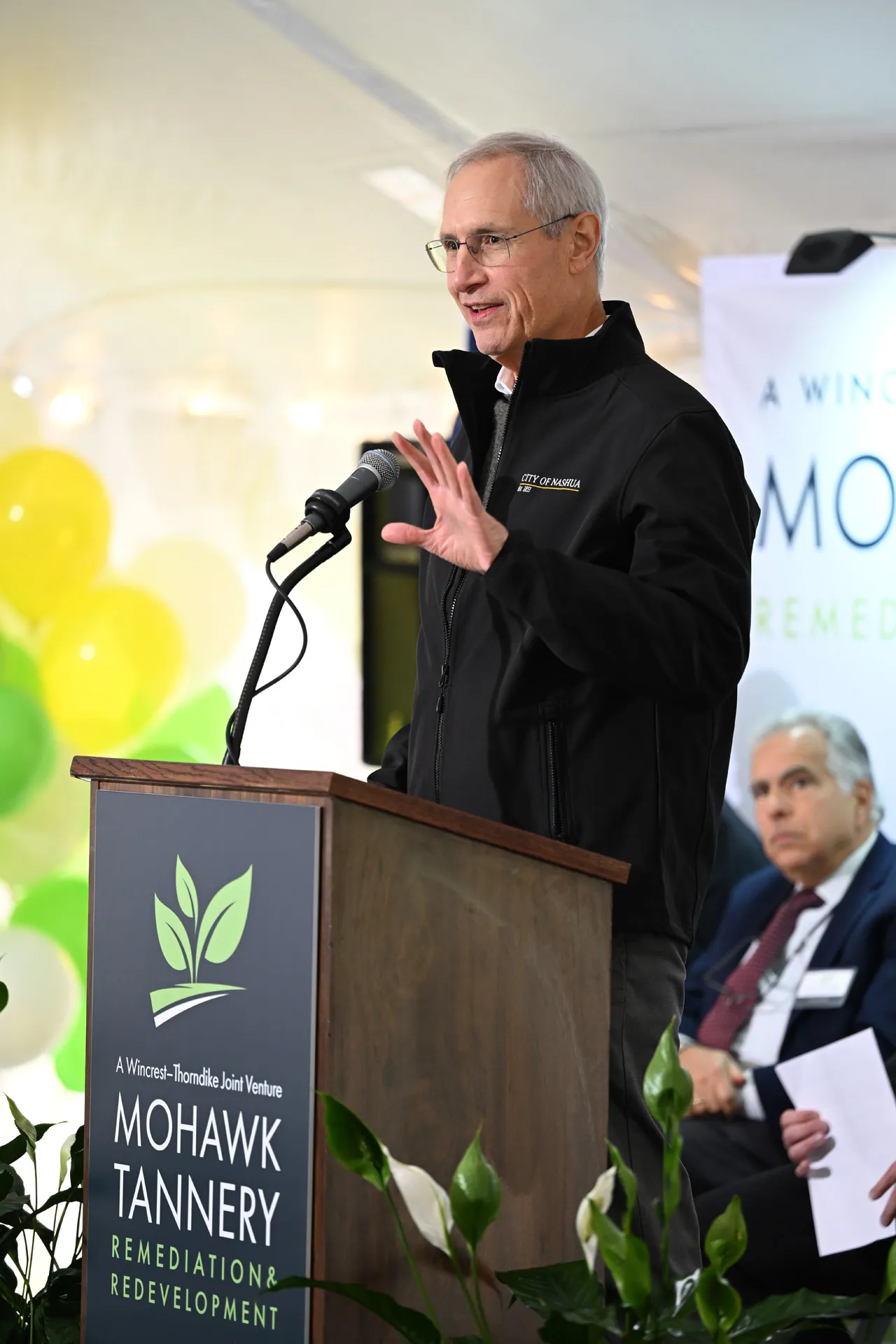 Nashua Mayor Jim Donchess addresses crowd.