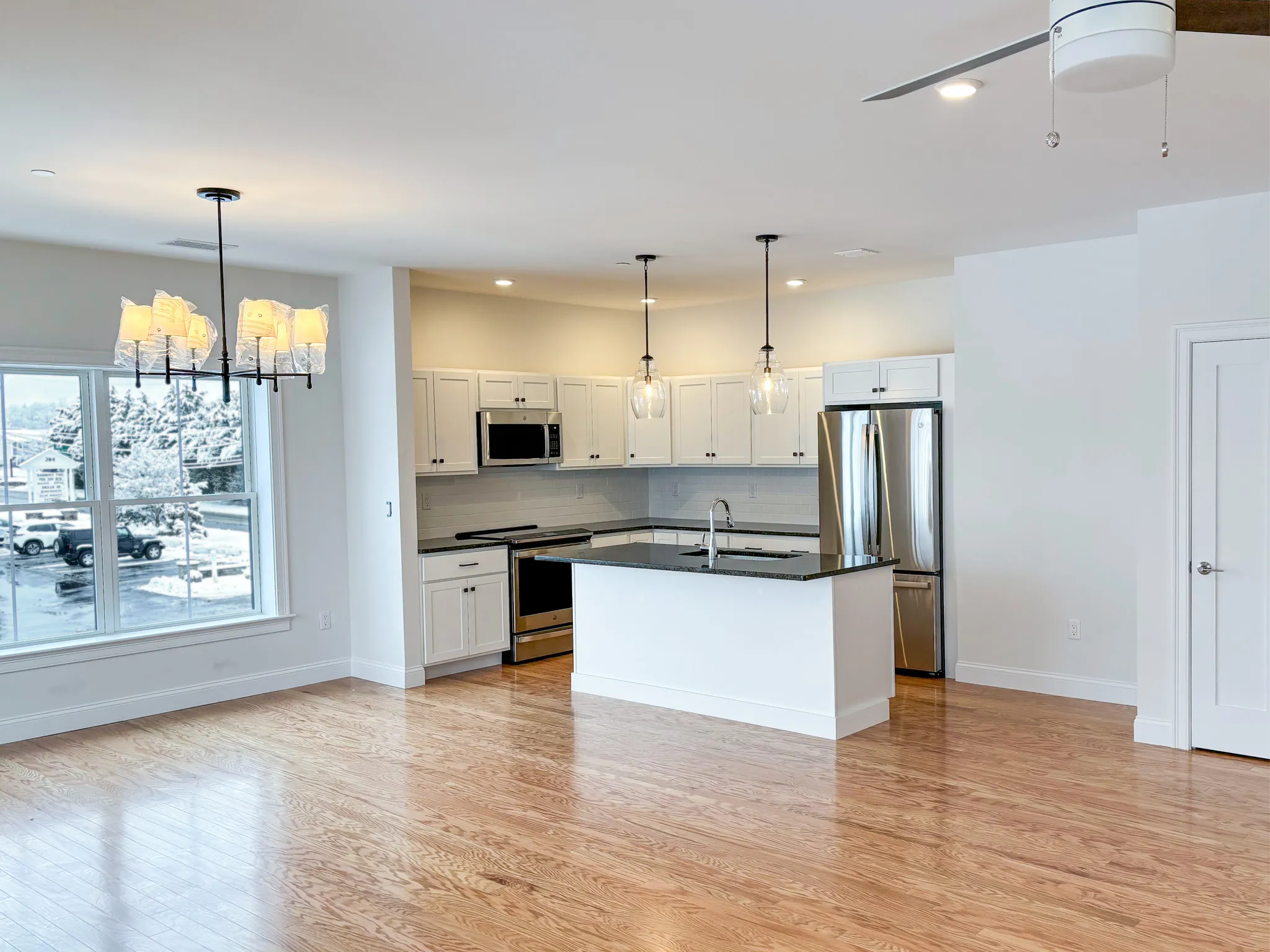 Kitchen with designer finishes in the Wind II at Featherwinds in Halifax MA