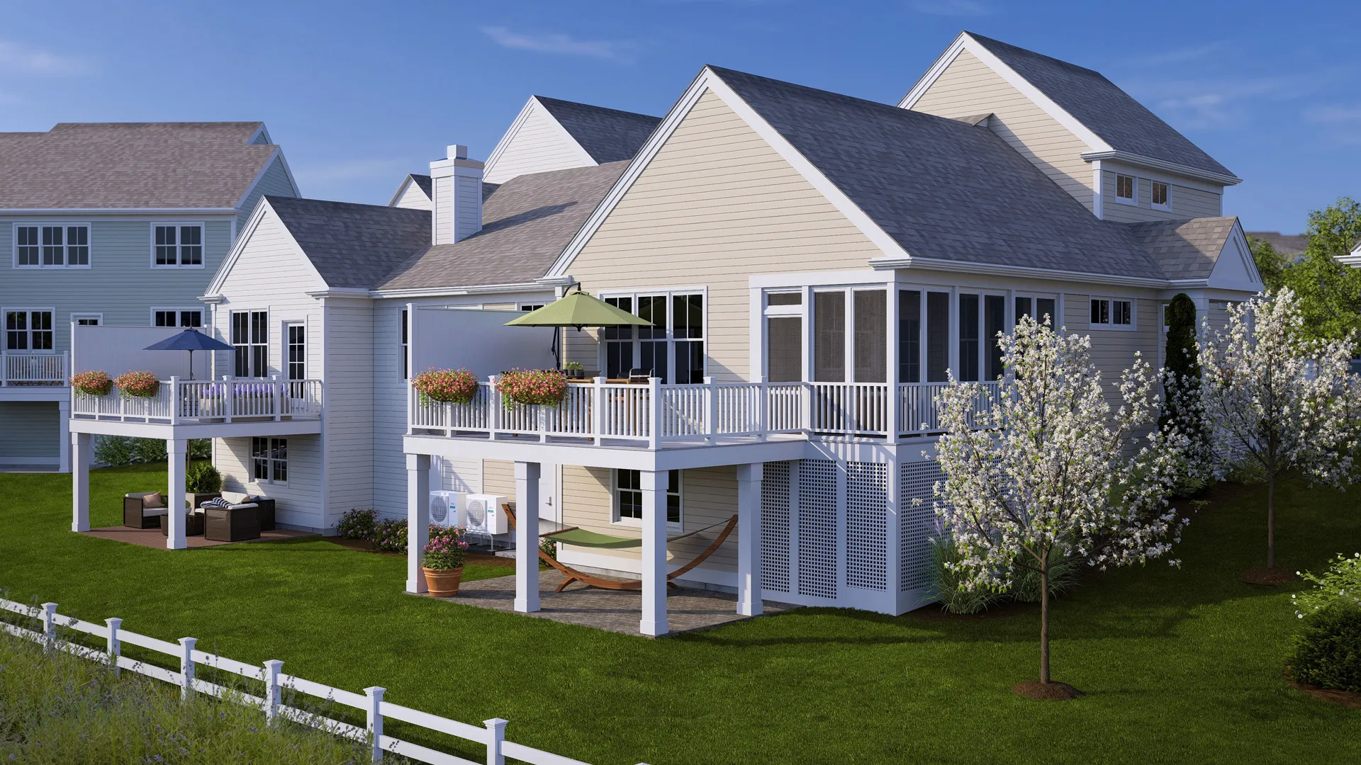 Oak walkout townhome with screen porch at Alden's Reach in Plymouth MA