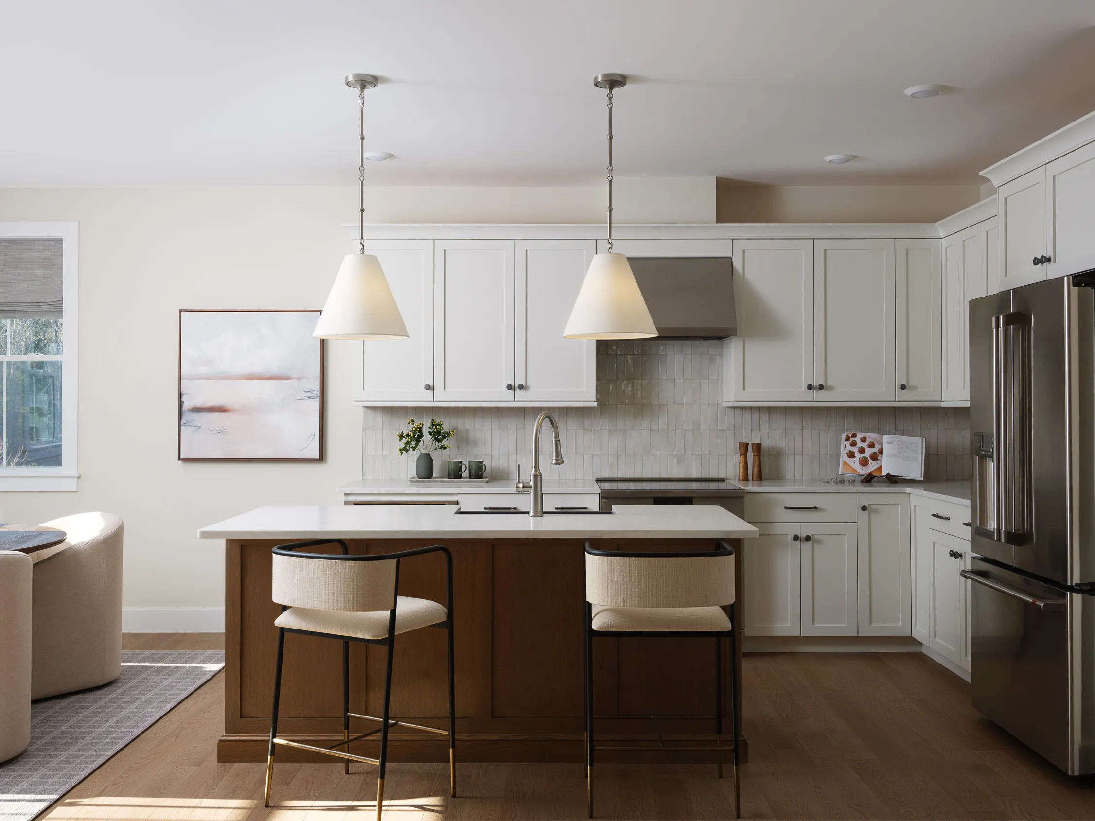 Kitchen with designer finishes in the Pine at Alden's Reach in Plymouth MA