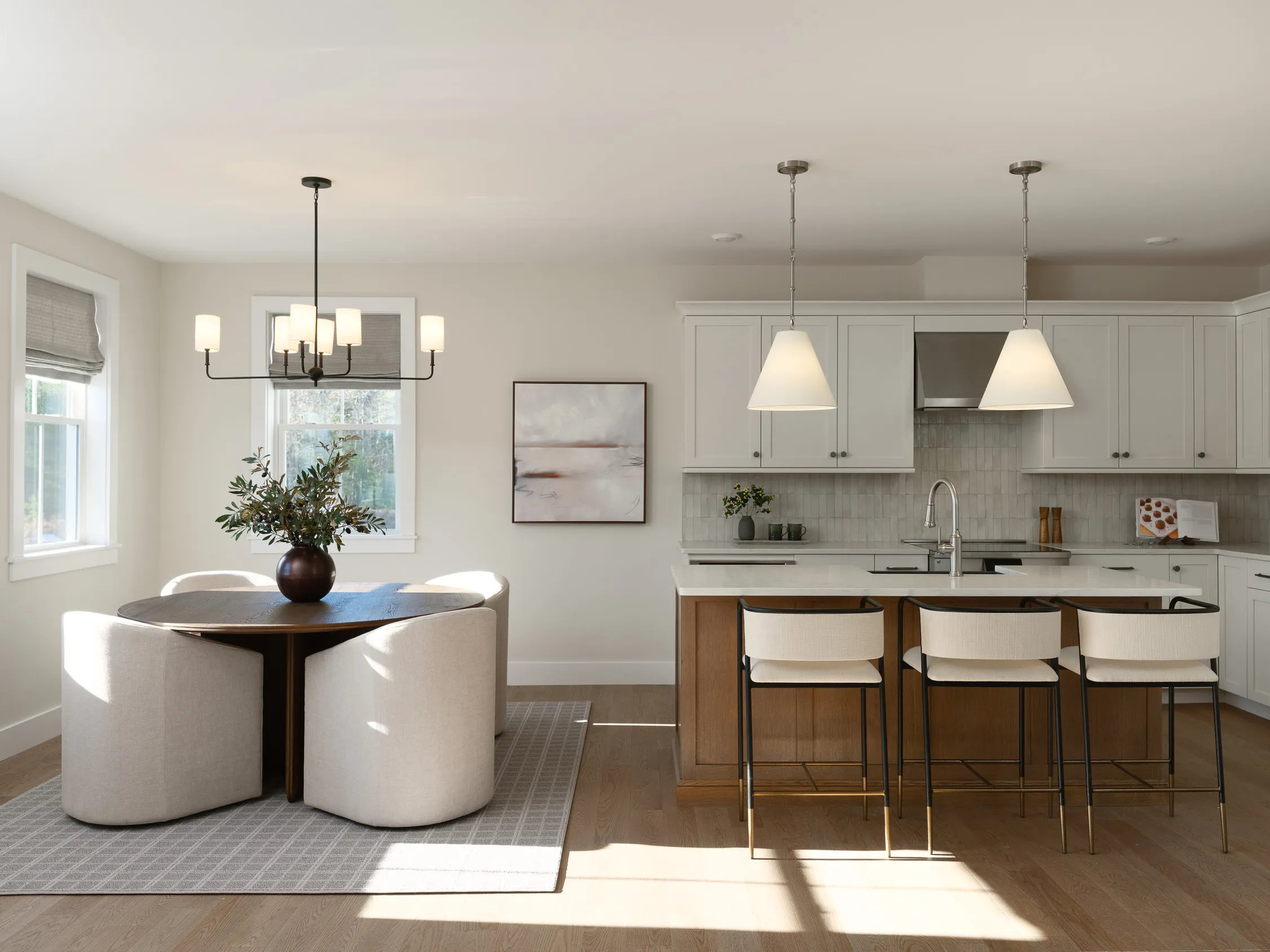 Kitchen and dining area in the Pine at Alden's Reach in Plymouth MA