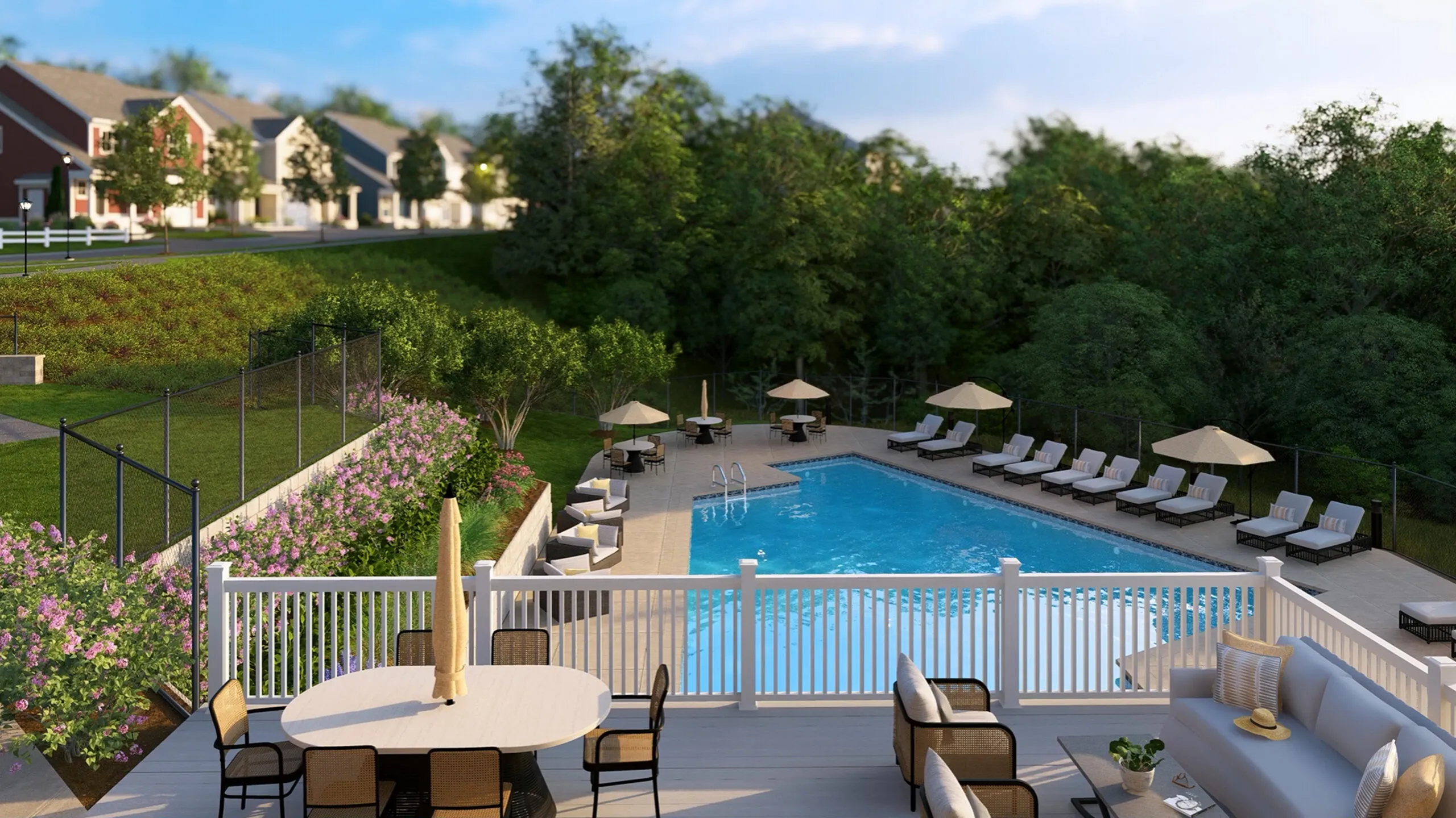 Pool and pool house at Alden's Reach in Plymouth MA