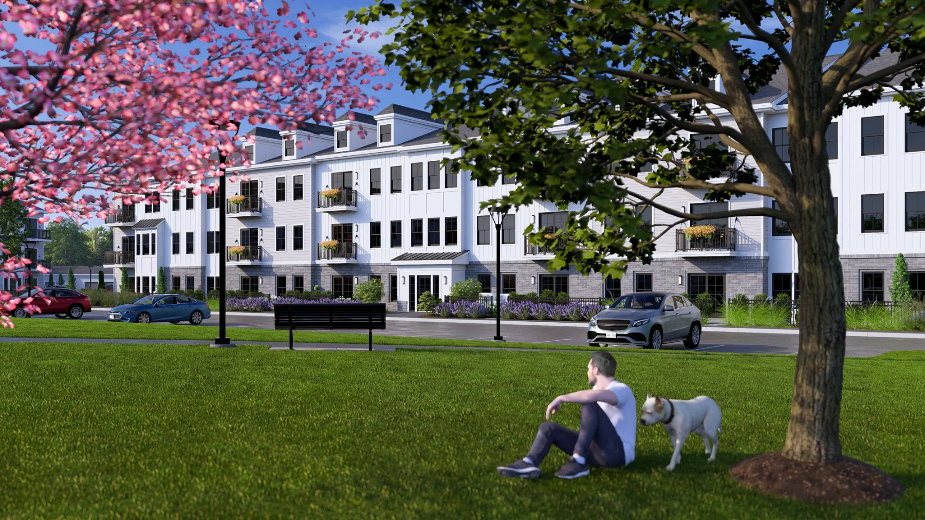 Central Green gathering space at Featherwinds in Halifax MA