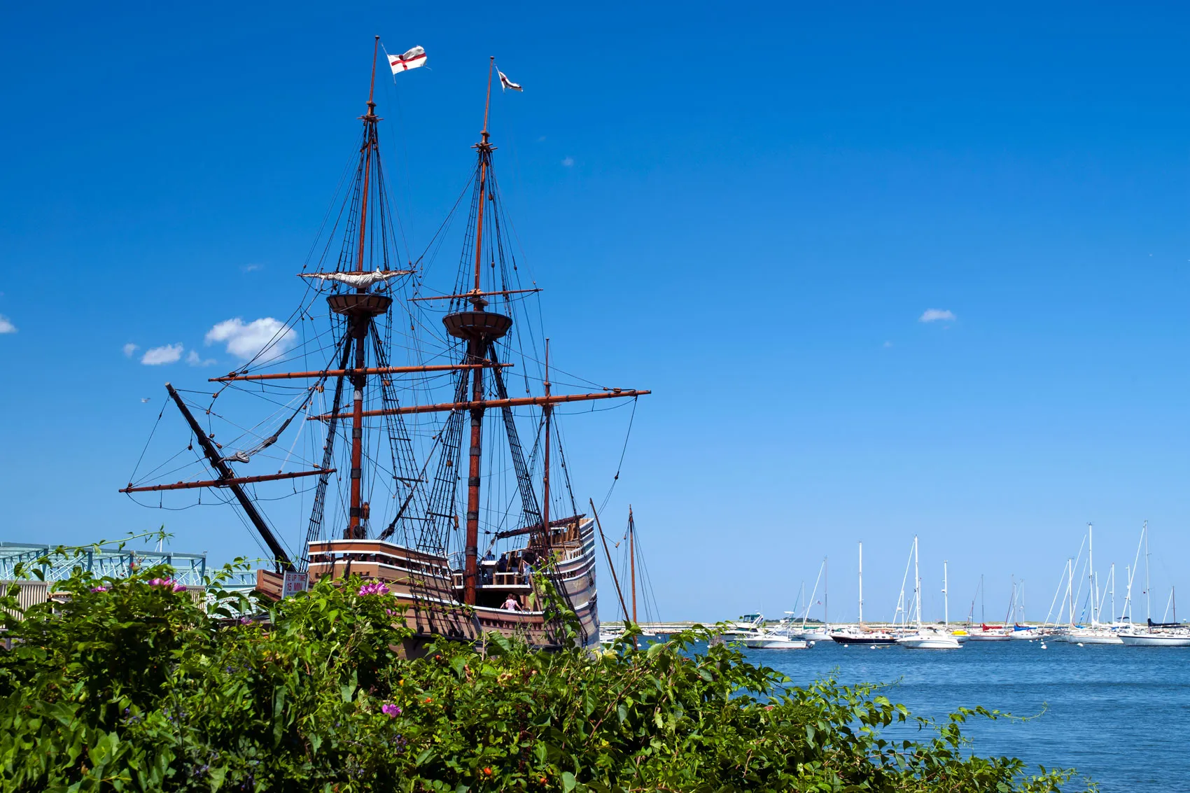 Mayflower II ship at Plymouth Harbor, minutes from Alden's Reach new construction condos in Plymouth MA