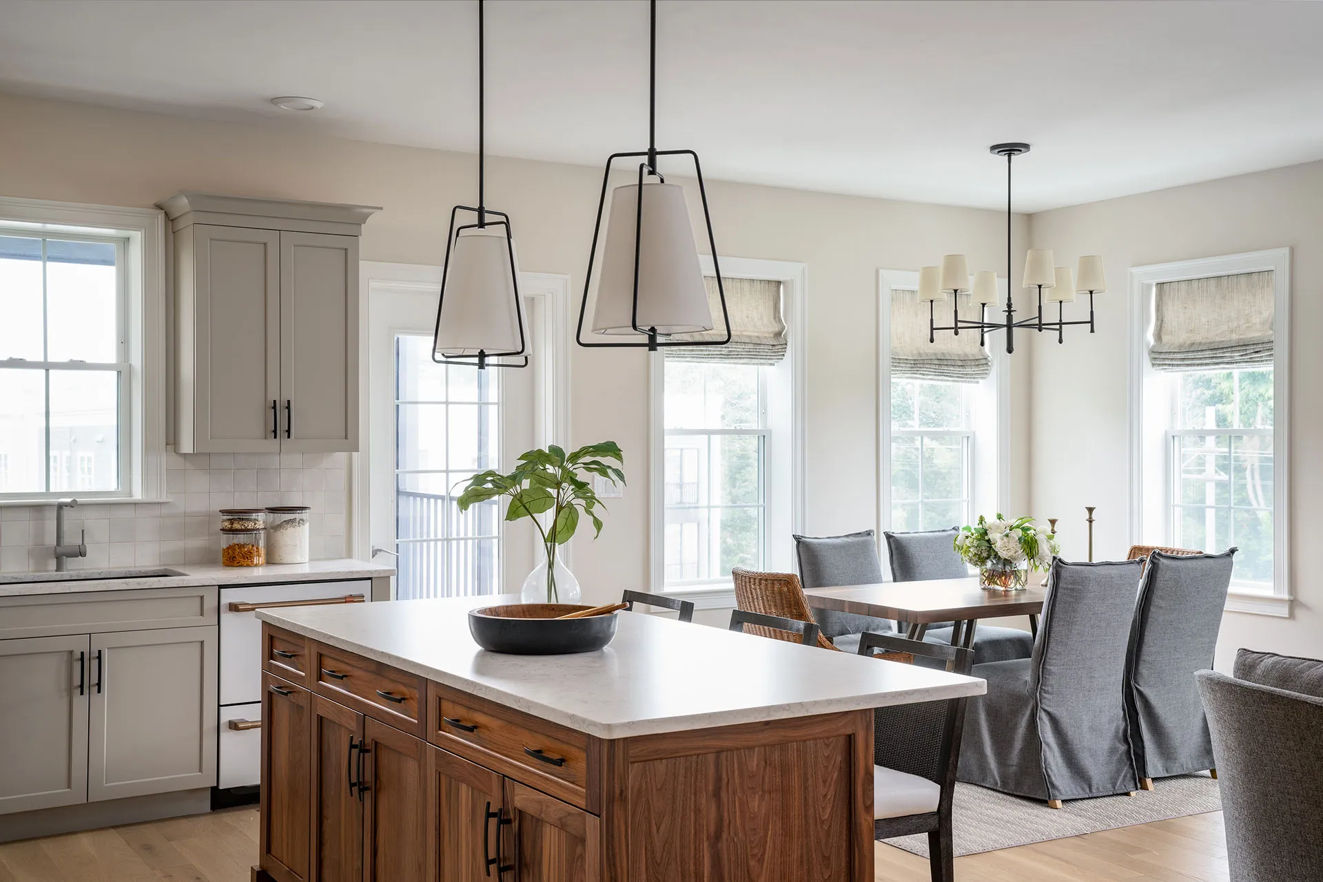 Spacious kitchen with island seating at Featherwinds 55+ active adult condos in Halifax MA