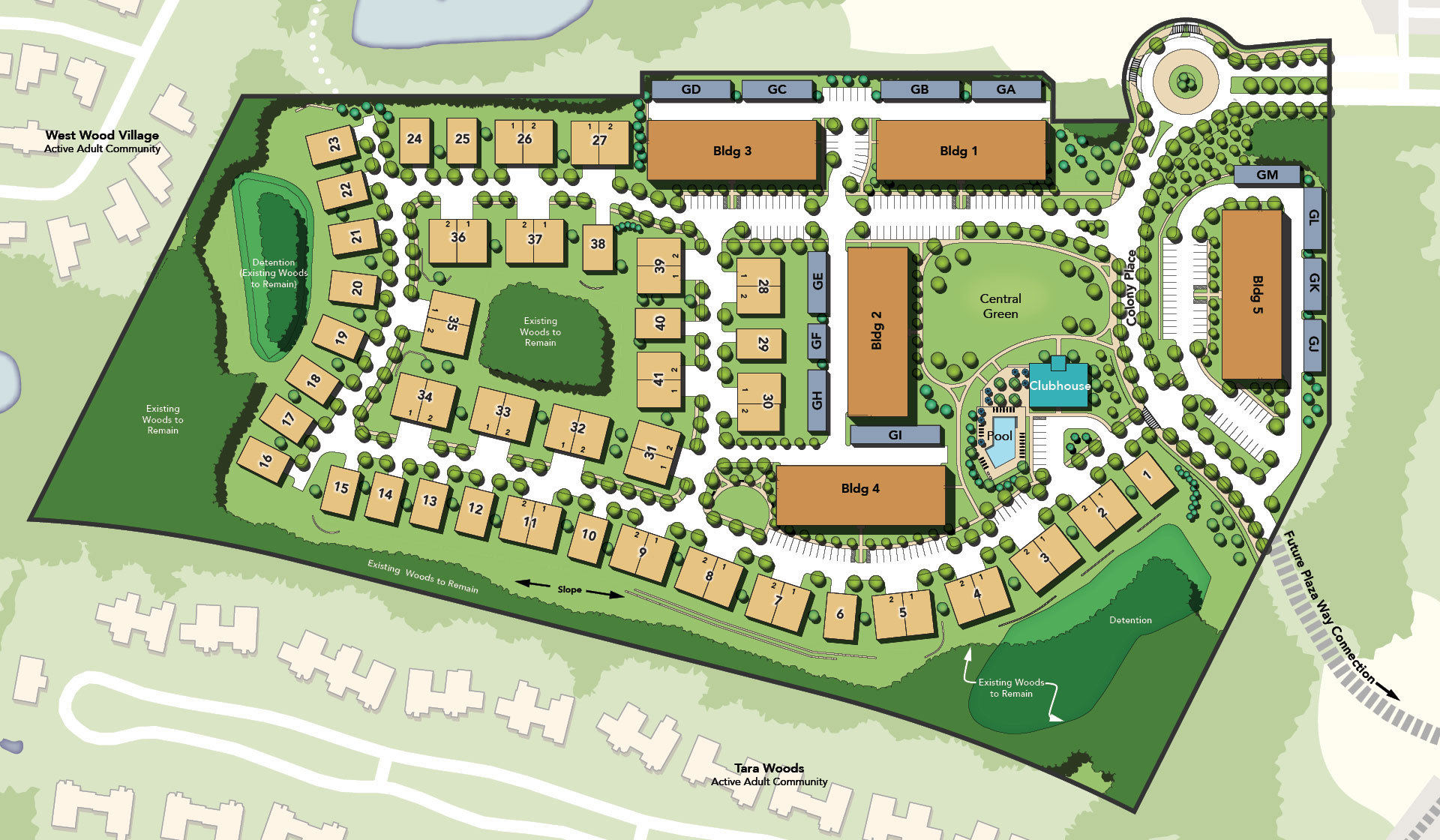 Sawyer's Reach site plan showing 224 homes at Colony Place in Plymouth MA