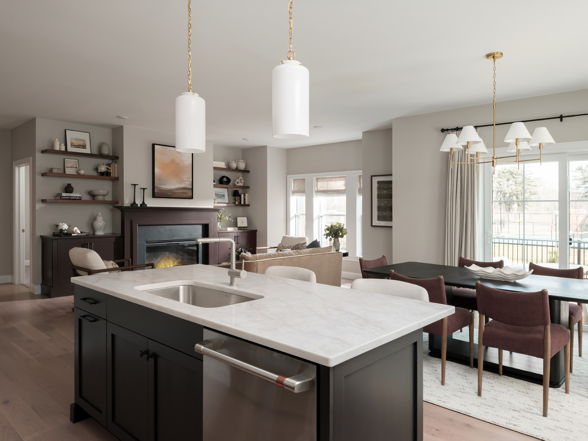 Kitchen with Café appliances in a Featherwinds 55+ condo in Halifax MA