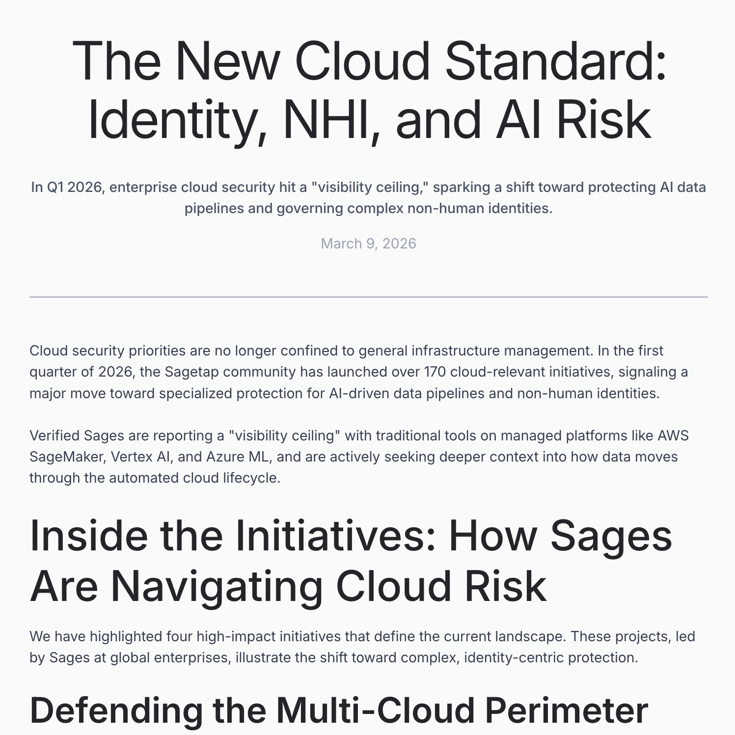 The New Cloud Standard: Identity, NHI, and AI Risk