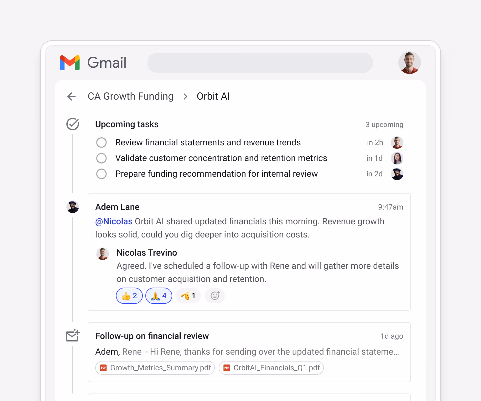 Streak AI Autofill populating the "Website" column in the CA Growth Funding pipeline — Nimbus AI (www.nimbusai.com), GreenGrid Energy (www.greengrid.com), Pulse Health (www.pulsehealth.com), Atlas Robotics (www.atlasrobo.com), Nova Commerce (loading) — automatically enriching funding prospect records with company data from the web