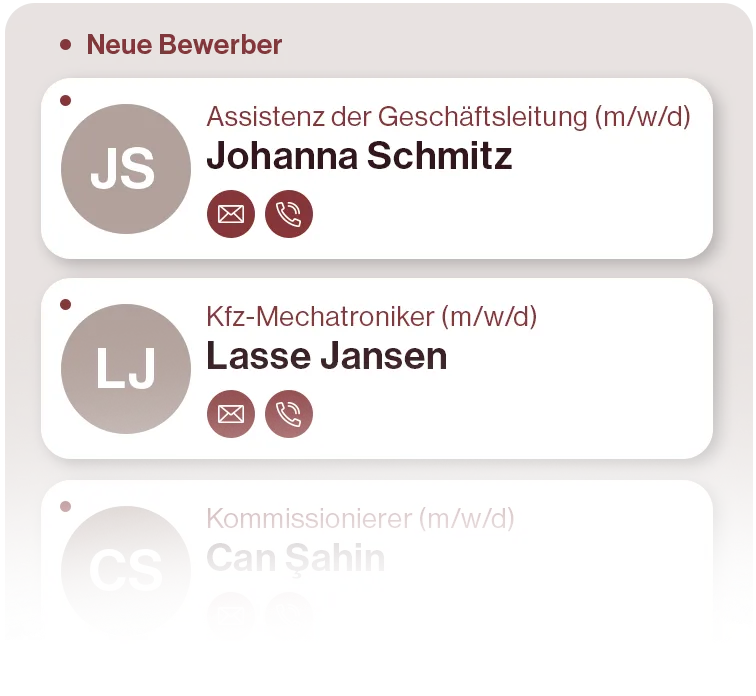 Dashboard-Ansicht der Bewerberpipeline im Recruiting-Prozess von Gekko Marketing