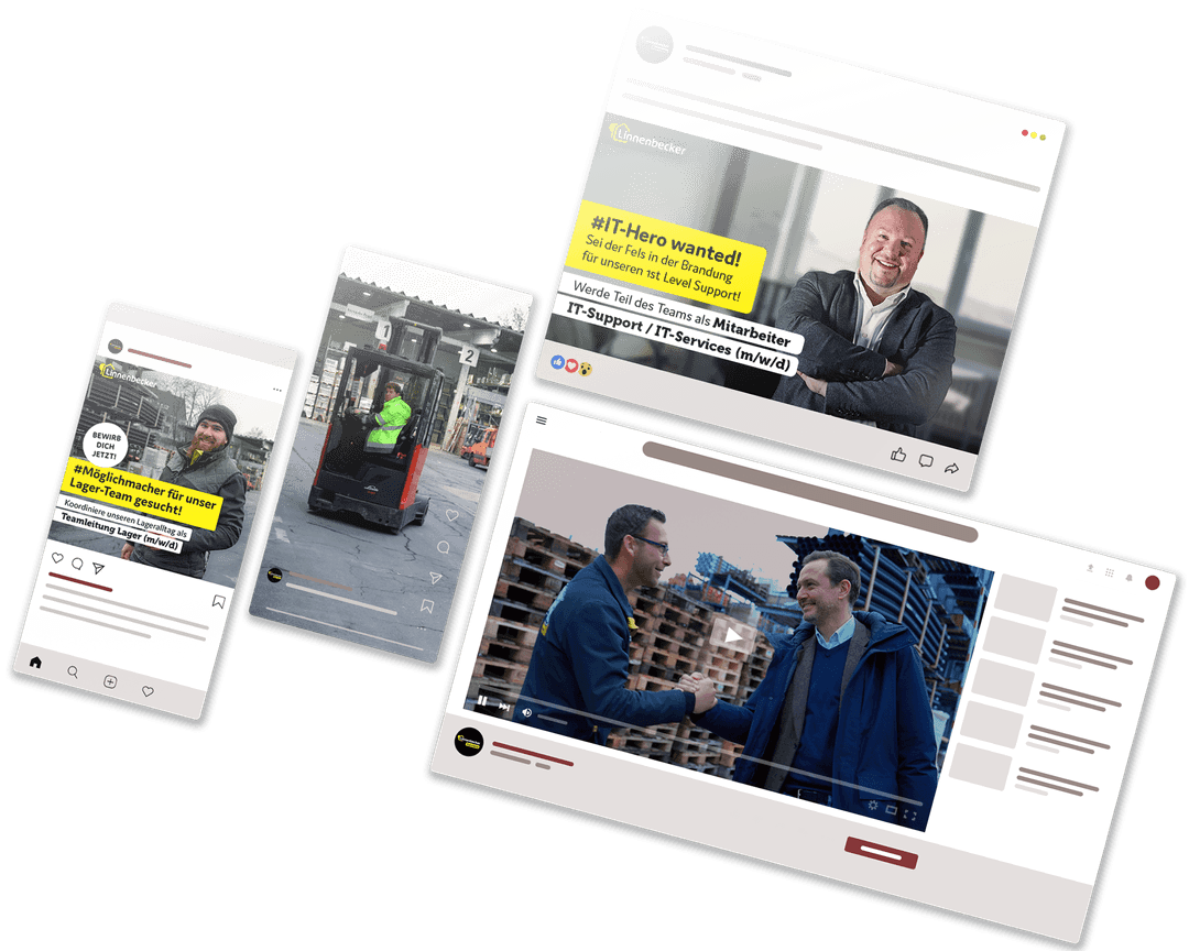 Verschiedene Werbemittel und Anzeigen auf Meta, YouTube und weiteren Plattformen zur Interessenssteigerung