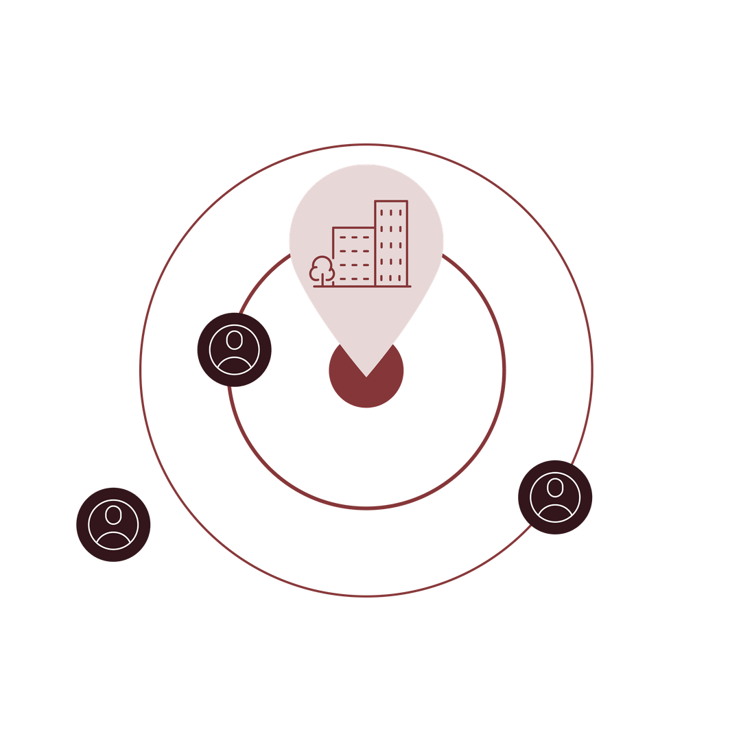 Grafik eines regionalen Radius zur gezielten Ansprache von Fachkräften aus der Umgebung.