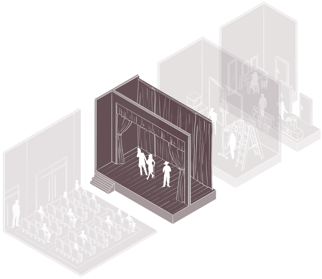 Illustration der digitalen Bühne als zweite Phase des Theatermodells für maximale Sichtbarkeit der Arbeitgebermarke