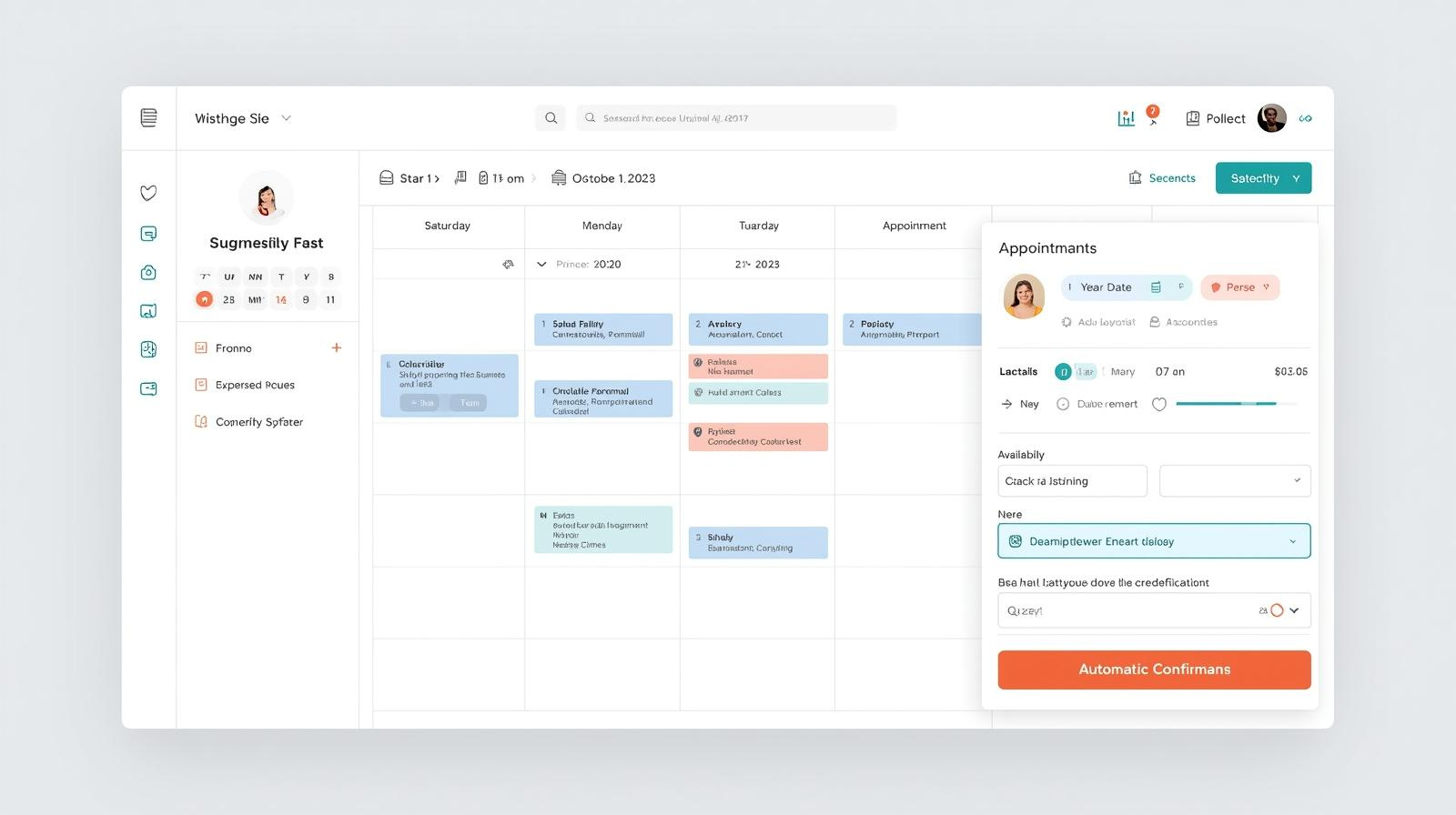 Digital calendar interface showing AI-powered appointment scheduling system with real-time availability and automatic booking confirmations