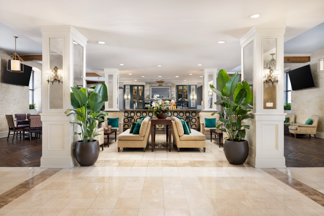 Lobby Seating with access to bar and tvs