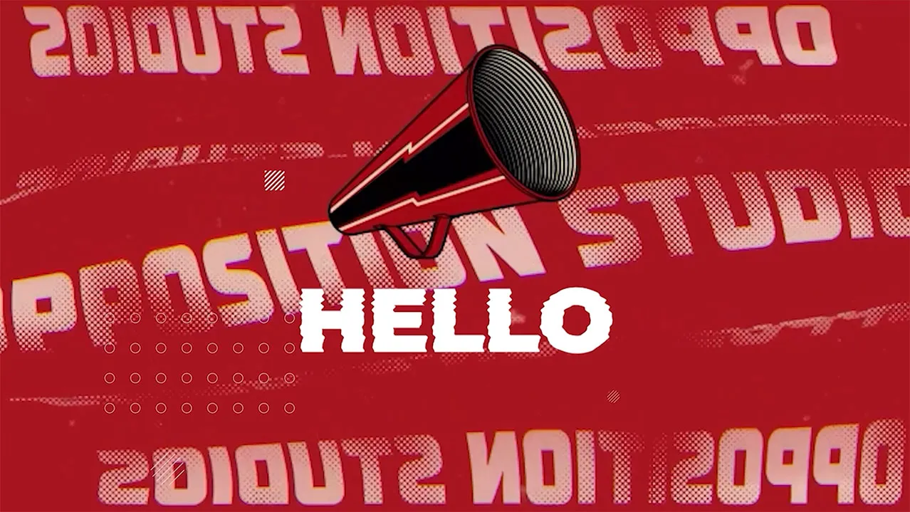 Showreel beginnt mit dem Logo von Opposition Studios