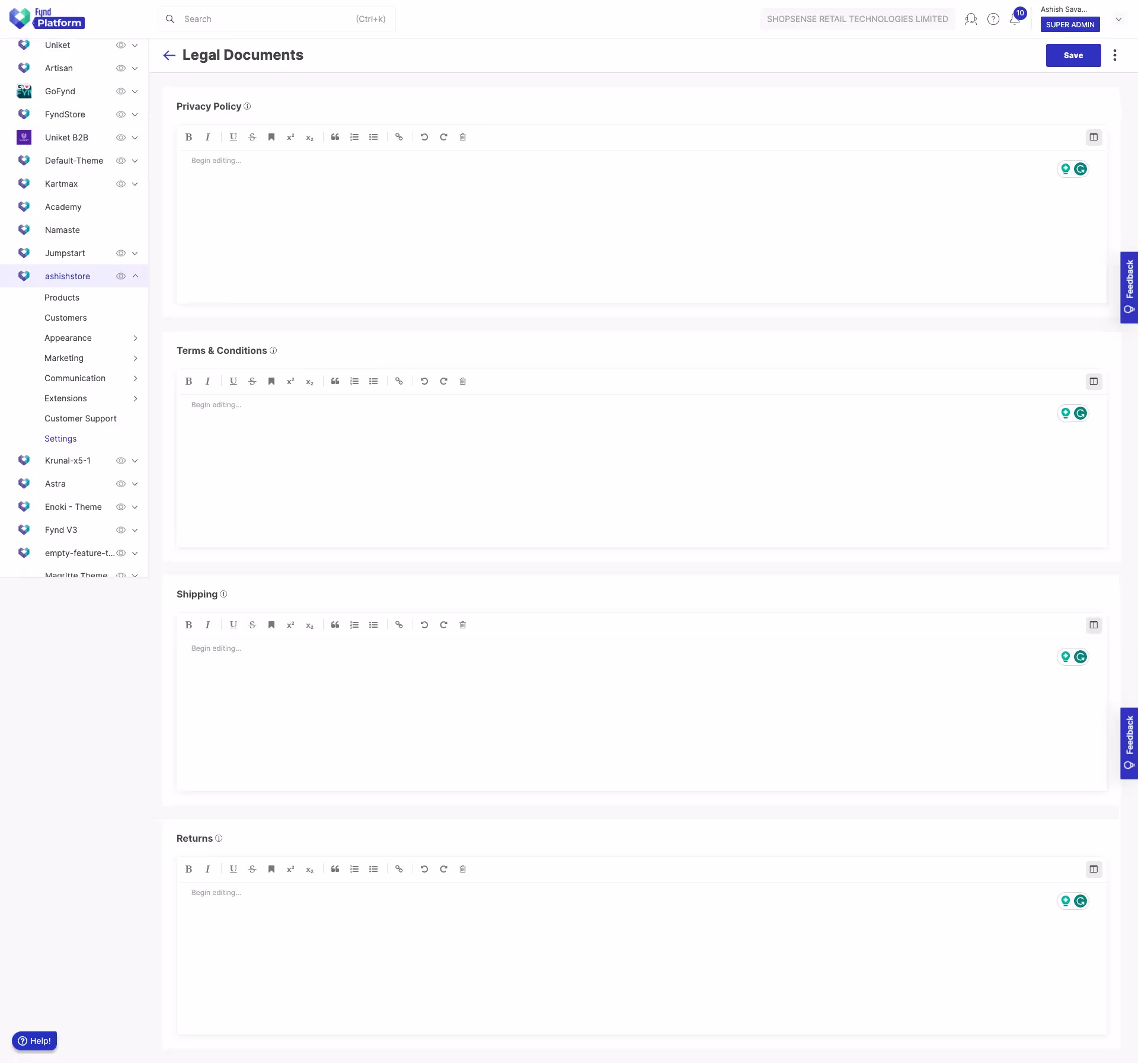 Enhanced legal page