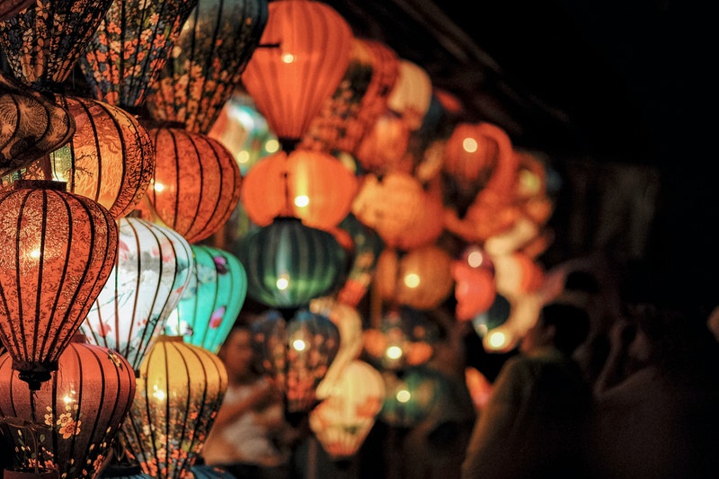 Lantern of diwali decorated for selling.