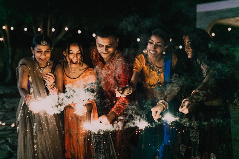 People celebratng diwali.