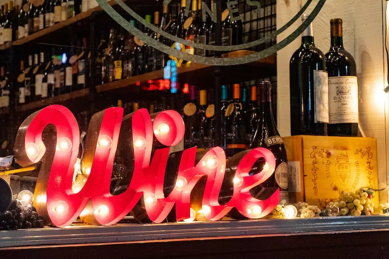 A wine sign shown in picture