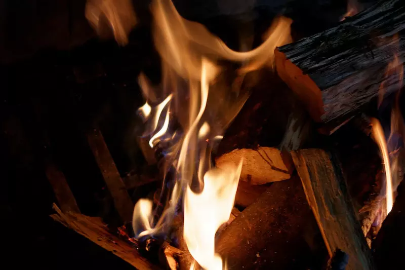 wood burning in fire