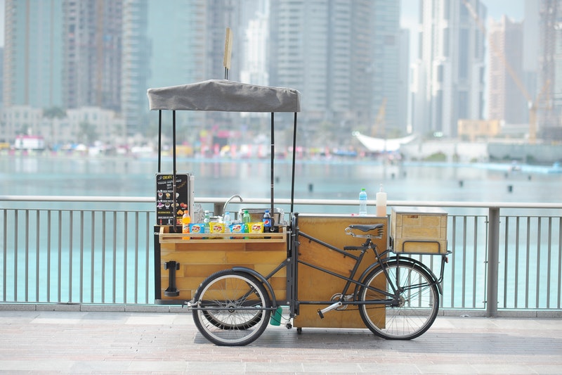 Water bottle stall on the side of the road.