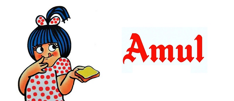Amul Girl is Standing With Holding Slice of Sandwitch in Hand