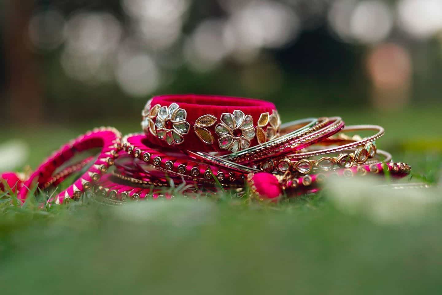 Different Designing of Pink Bangles With Stones and Diamonds 