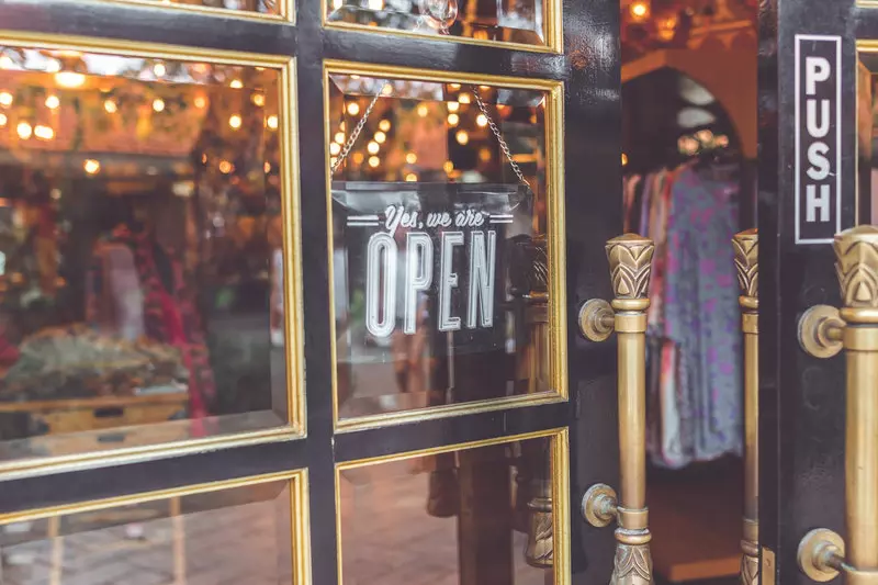 A front  door of store
