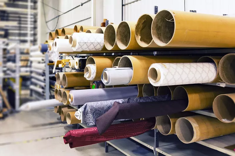 A cloth manufacturing factory is shown in the image