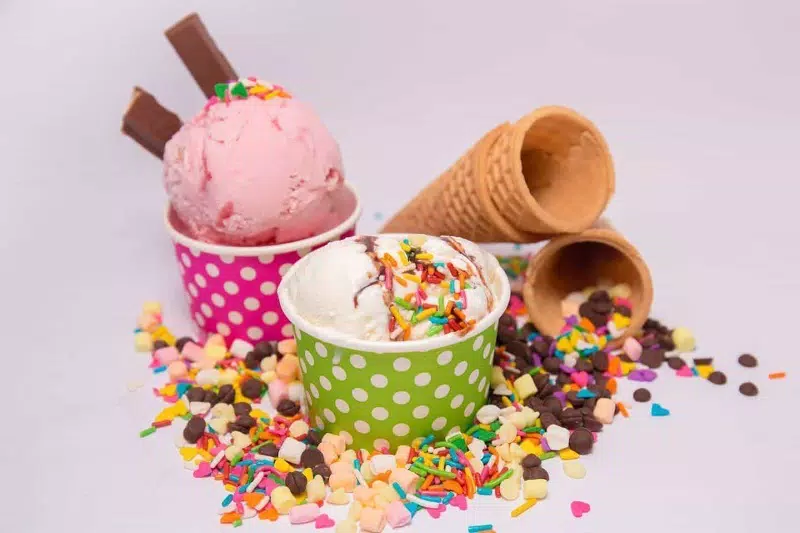 Ice cream cones cups are shown in the image.