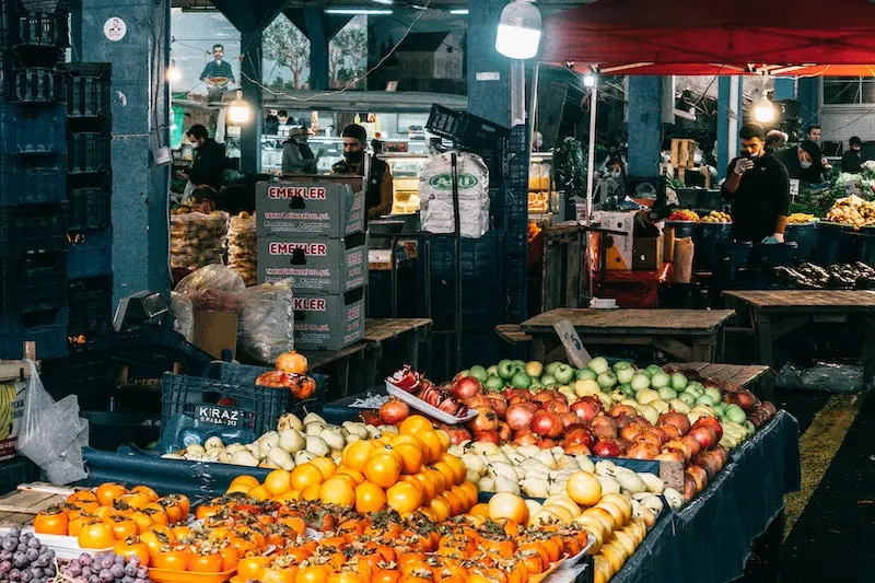 Variety of fruits, vegetables market is shown in the picture