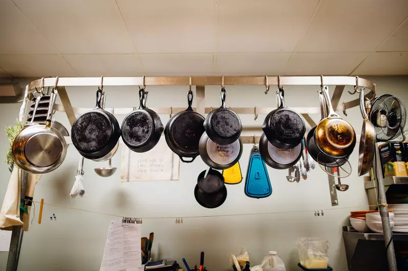 Hanging Kitchen Utensils in Store