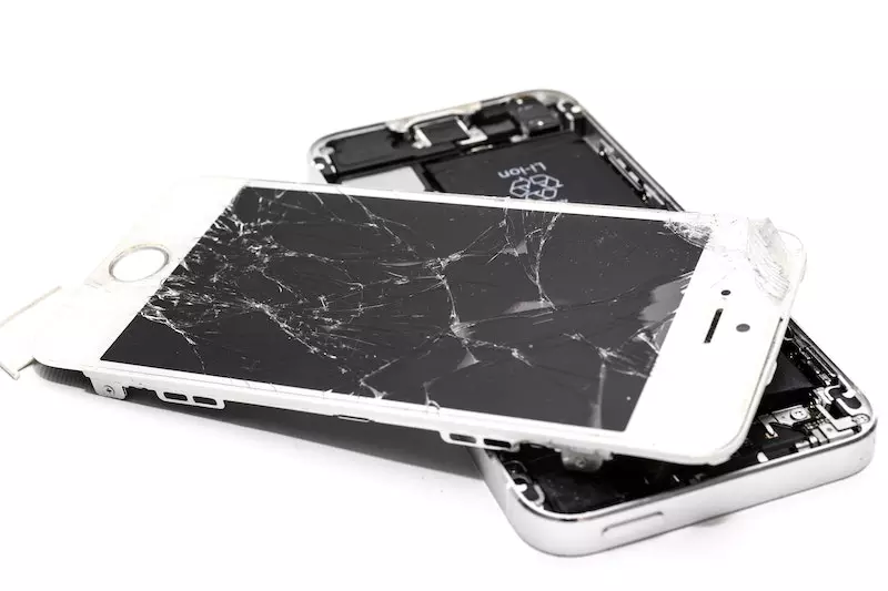Wrecked phones are shown in the image