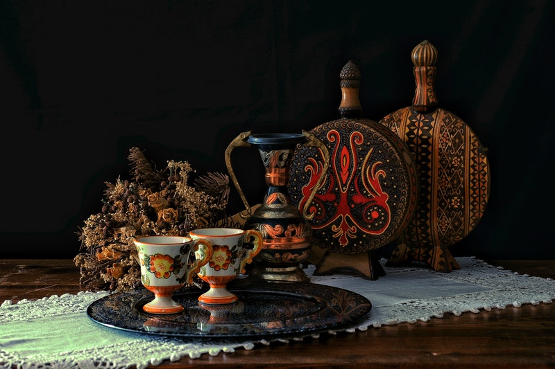 Art piece are placed on the table.