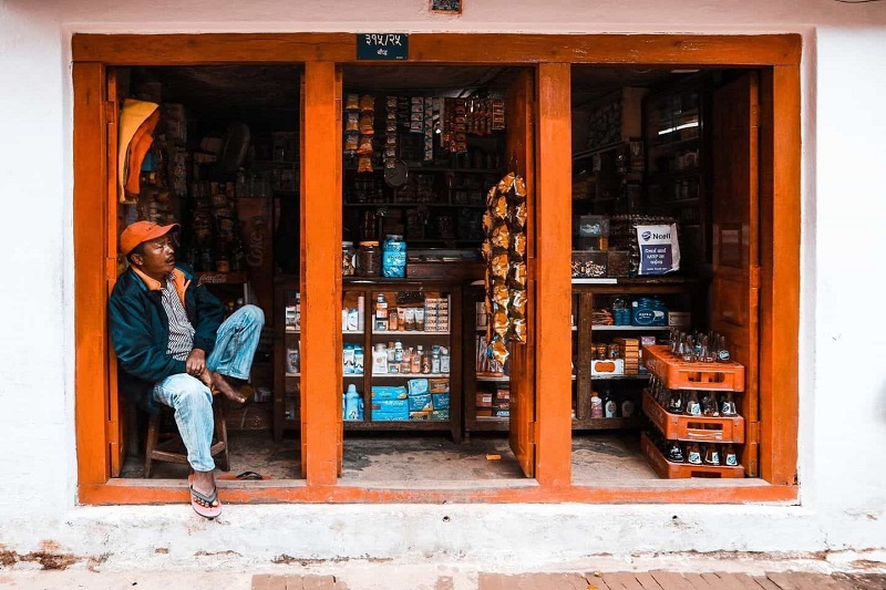 A View of Kirana Store with Kirana's Keeper