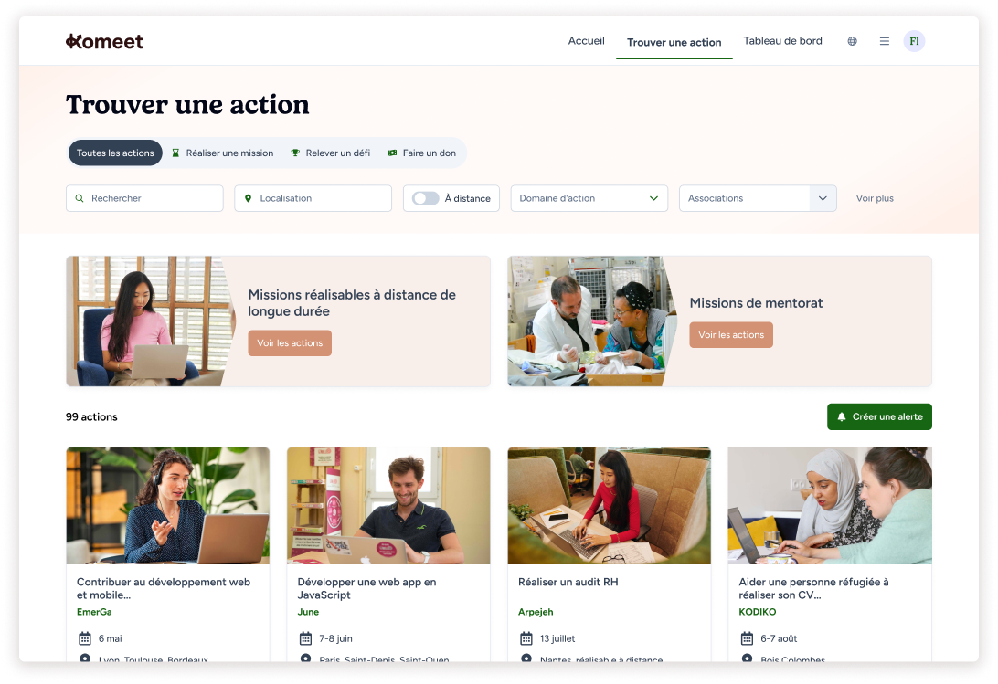 Trouvez vos prochaines missions solidaires d'intercontrat avec la plateforme Komeet