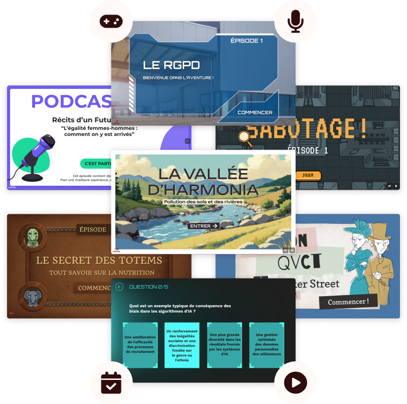 Komeet Awareness - aperçu de différents contenus de sensibilisation