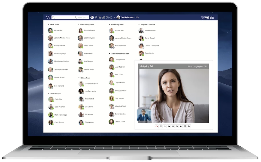 Wildix call screen 