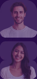 Retratos de um homem e de uma mulher sorridentes, candidatos UX