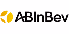 AB InBev company logo with stylized yellow shapes to the left of the black text.
