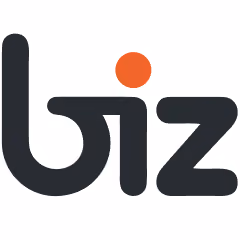 The word 'biz' in lowercase stylized black font with a red dot above the letter 'i' on a white background.