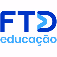 Logo featuring the letters 'FTD' in bold blue font with a stylized arrow integrated into the 'D,' and the word 'educação' written below in light blue lowercase letters.