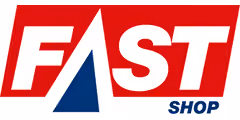 Logo showing the word FAST in bold red and white letters with a blue triangle integrated into the letter A, and the word SHOP in smaller blue letters underneath.