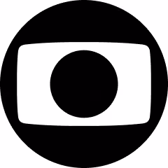 Black and white circular emblem with a solid black circle in the center inside a rounded rectangular shape.